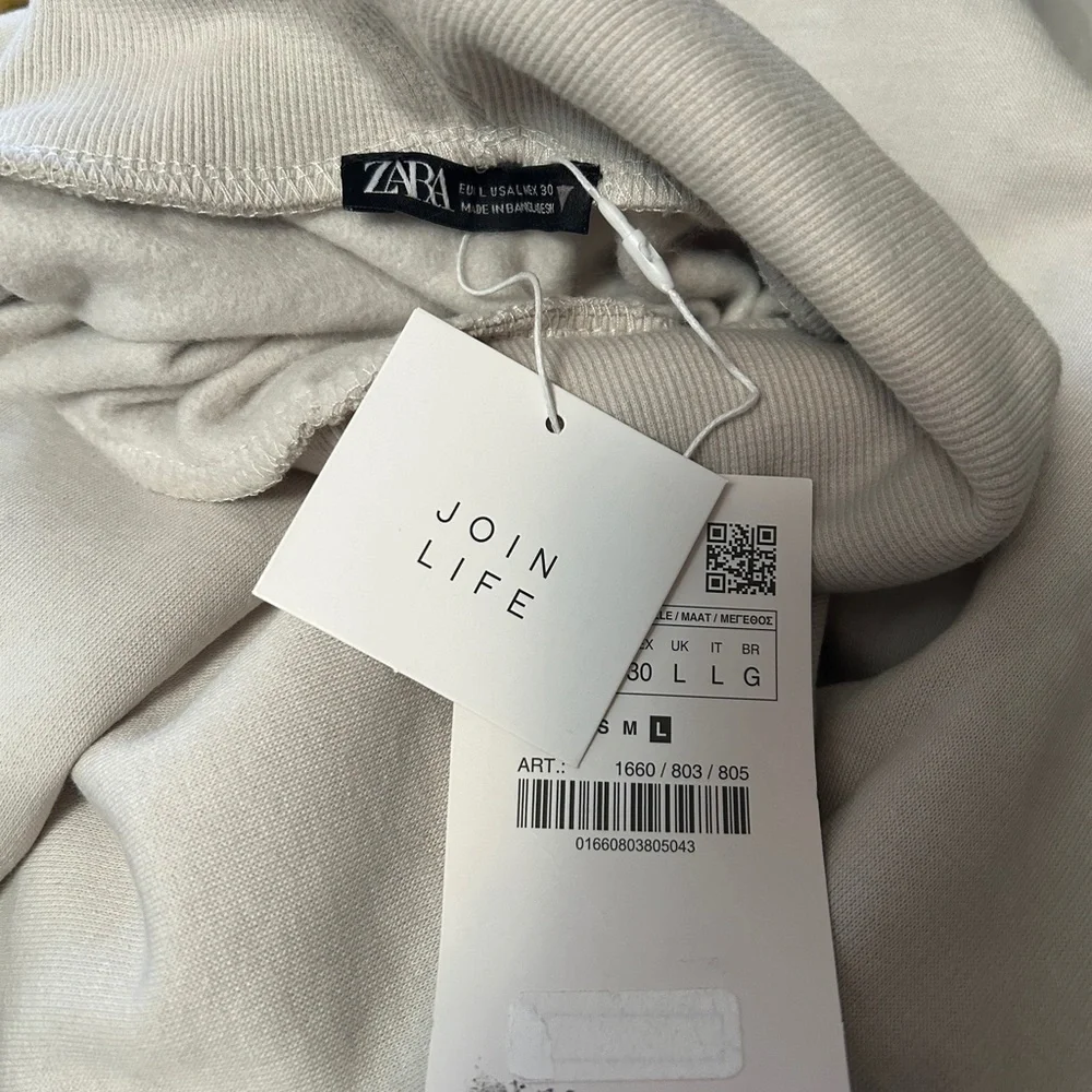 ZARA Turtleneck Sweater Top Classic Fleece Beige Ecologically Grown Oversized - Picture 9 of 16